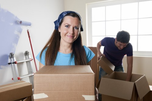 Professional movers loading office equipment for a Marylebone commercial relocation
