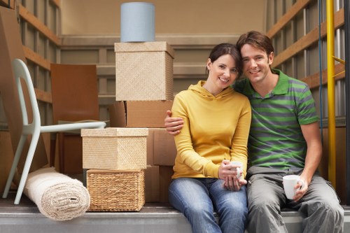 Removal team preparing boxes and furniture for a local Marylebone move