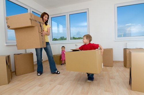 Professional movers handling boxes for a Marylebone flat move